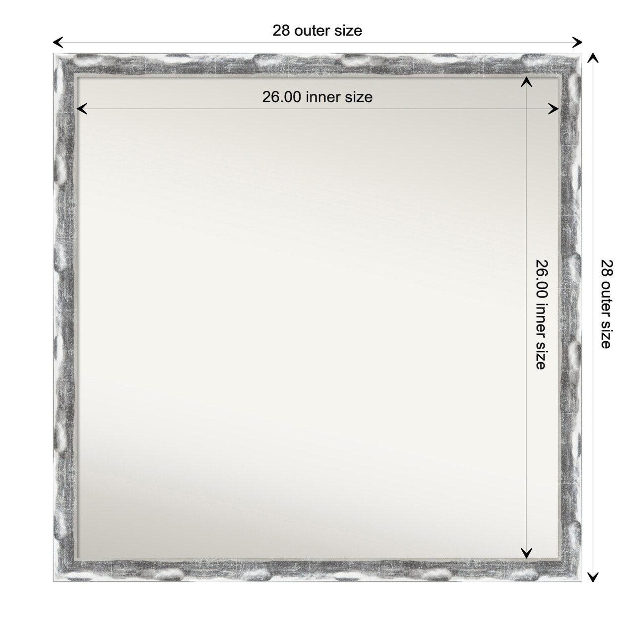 Amanti Art Non-Beveled Wall Mirror, Scratched Wave Chrome Frame